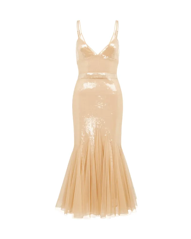 SEQUIN AND TULLE CAMI MIDI DRESS made by David Koma
