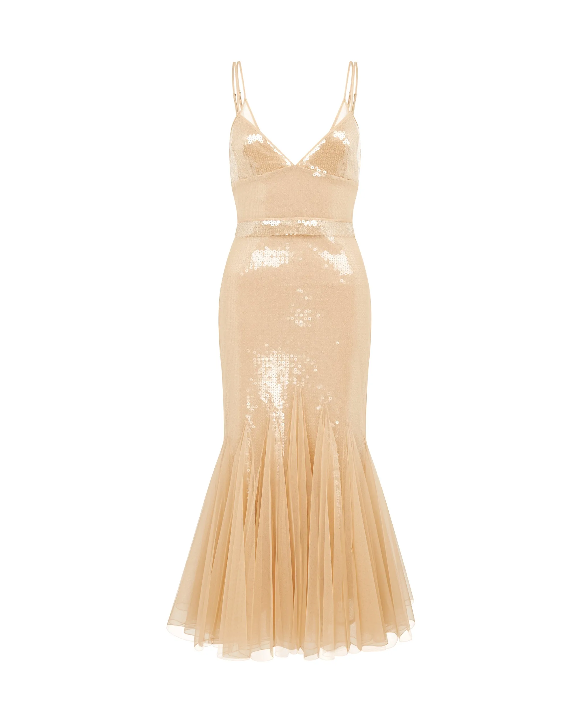 SEQUIN AND TULLE CAMI MIDI DRESS sold by David Koma