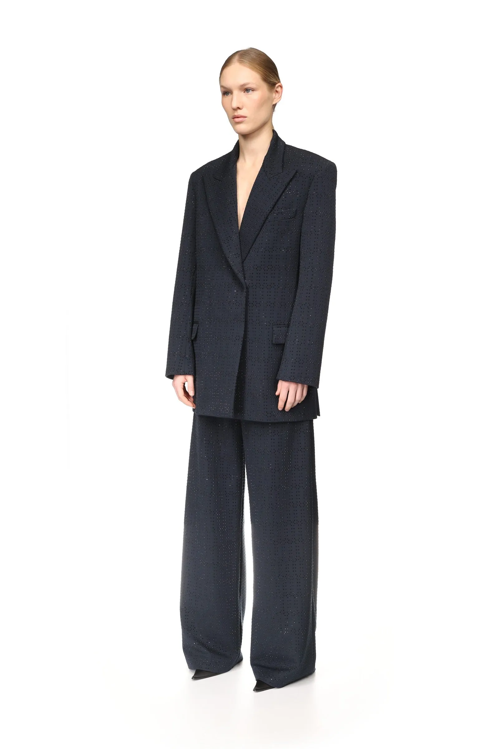 ALLOVER RHINESTONE EMBROIDERED TAILORED TROUSERS sold by David Koma product image thumbnail 3