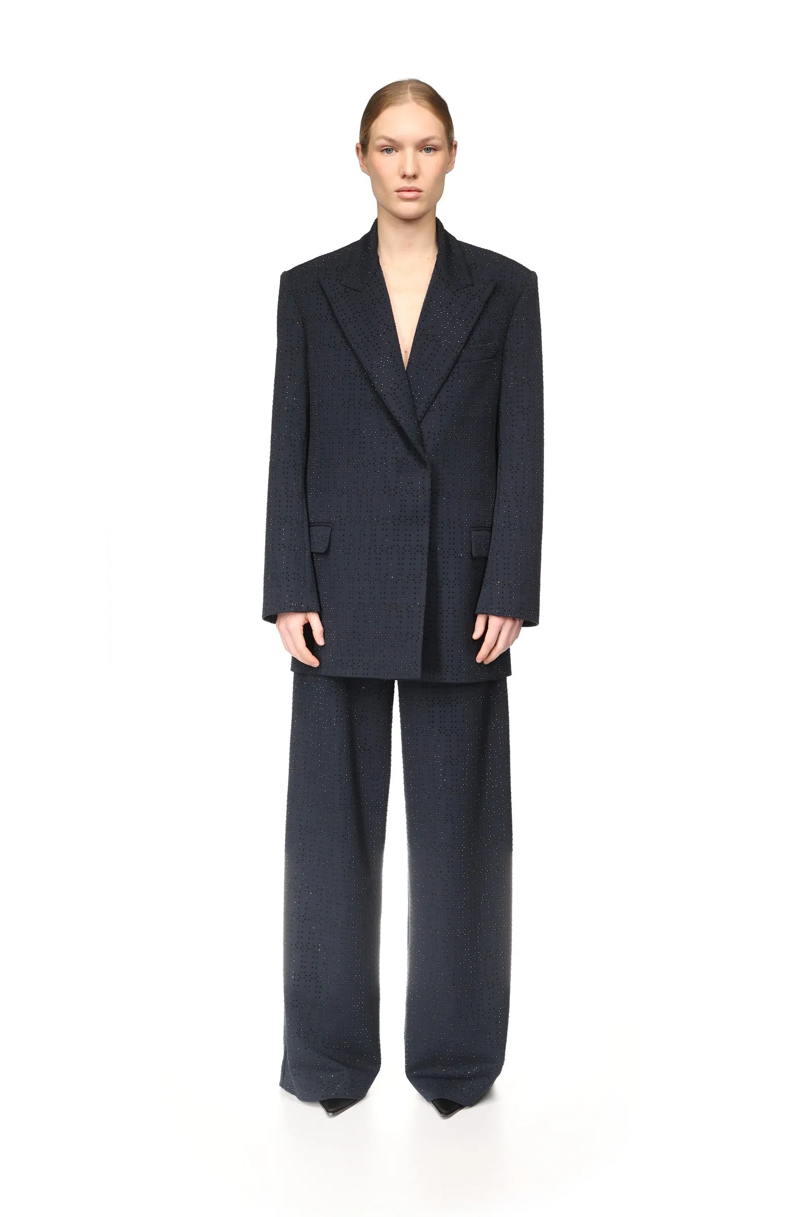 ALLOVER RHINESTONE EMBROIDERED TAILORED TROUSERS sold by David Koma product image thumbnail 2