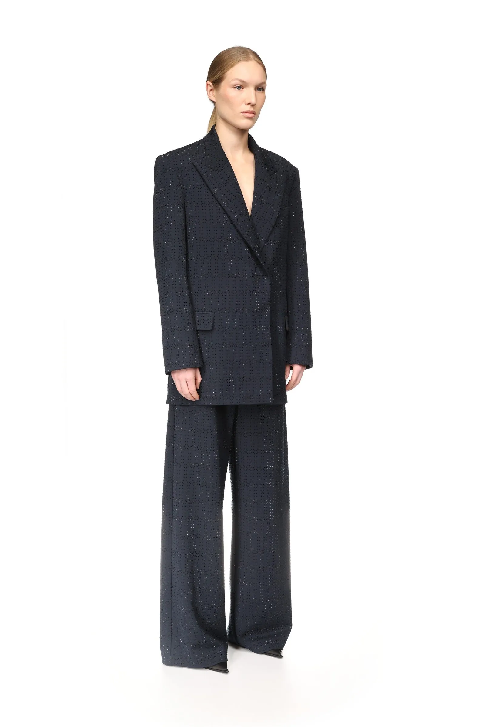 ALLOVER RHINESTONE EMBROIDERED TAILORED TROUSERS sold by David Koma product image thumbnail 4