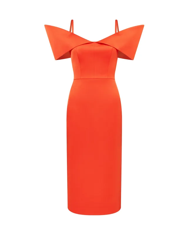 STRUCTURED OPEN SHOULDER MIDI DRESS sold by David Koma