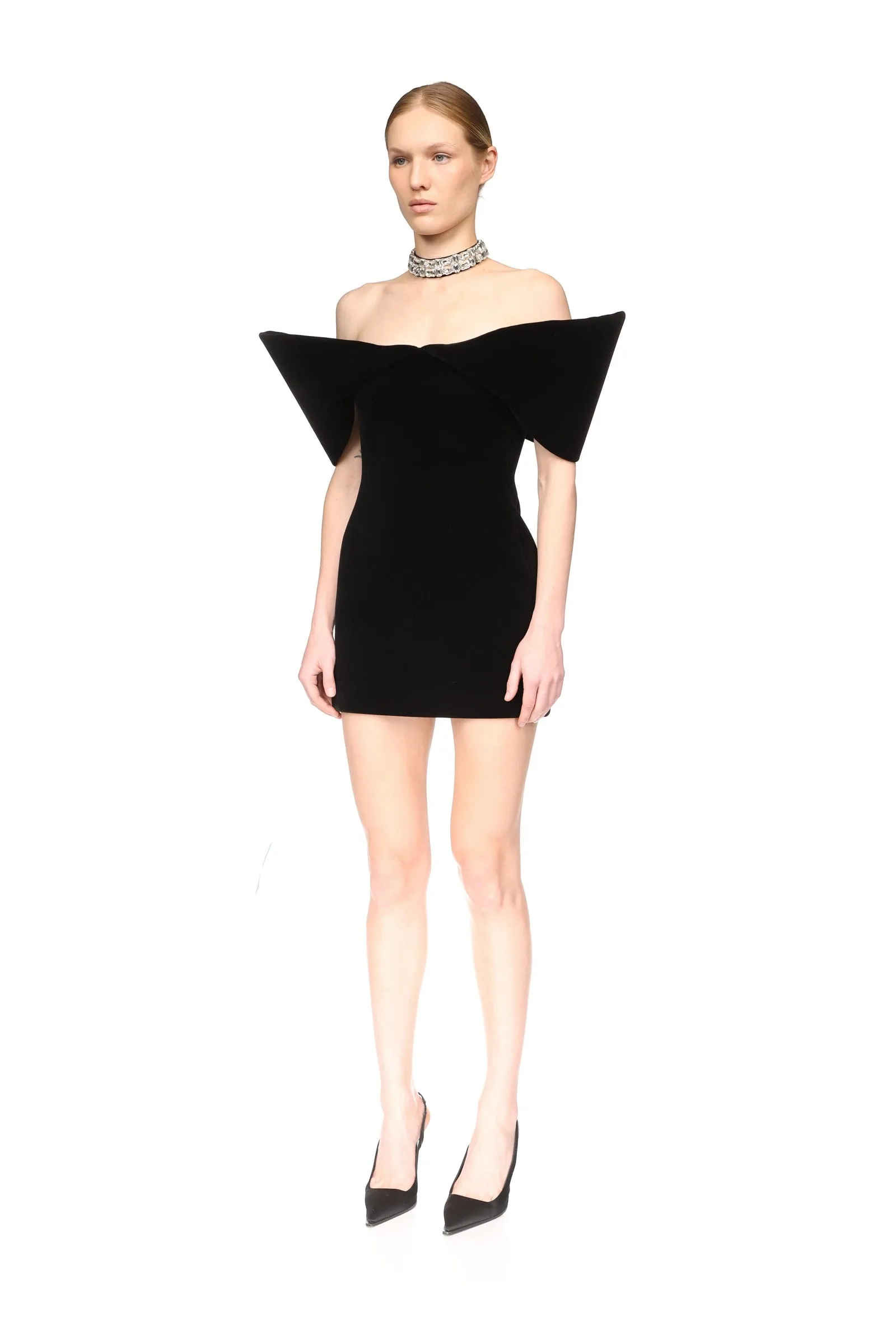 OFF SHOULDER SCULPTURED MINI DRESS IN BLACK sold by David Koma product image thumbnail 3