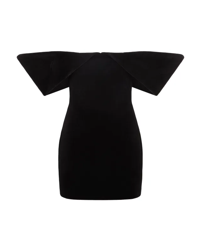 OFF SHOULDER SCULPTURED MINI DRESS IN BLACK sold by David Koma