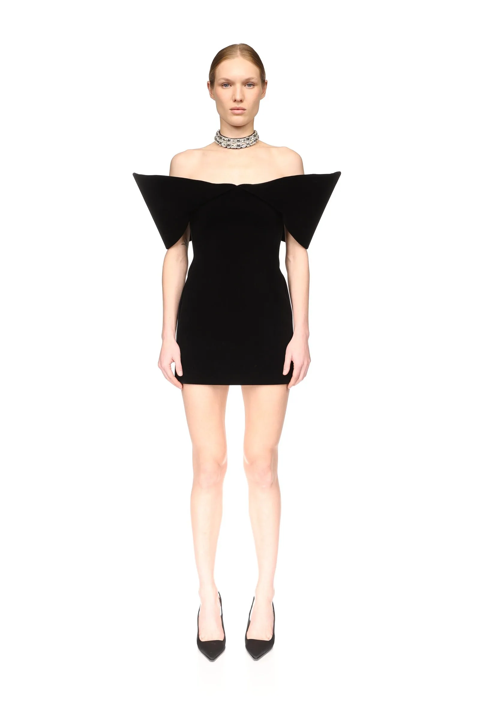 OFF SHOULDER SCULPTURED MINI DRESS IN BLACK sold by David Koma product image thumbnail 2