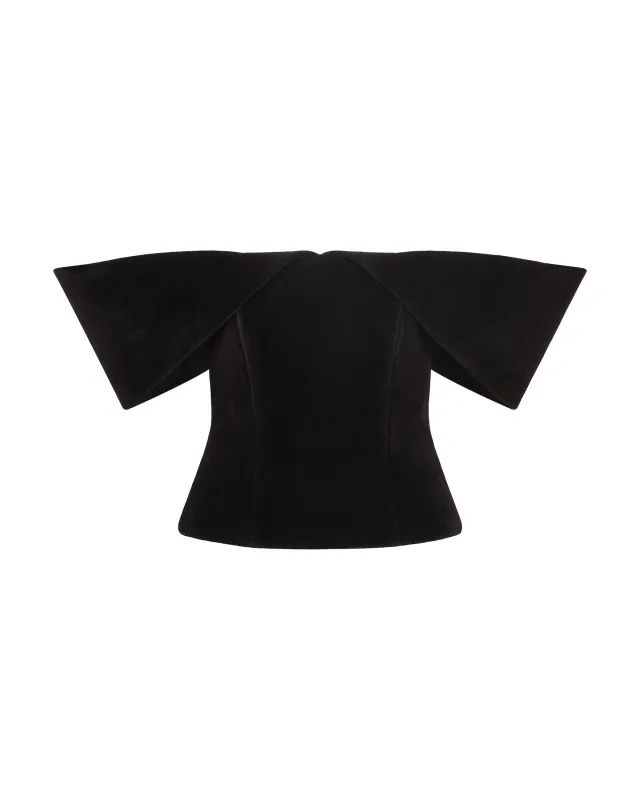 OFF SHOULDER SCULPTURED CORSET TOP IN BLACK made by David Koma