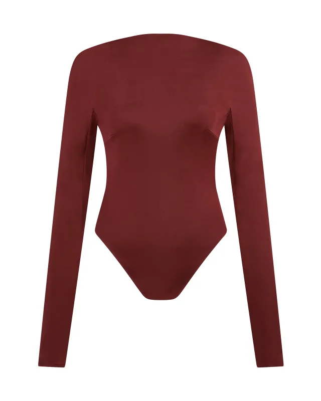 OPEN BACK BODYSUIT IN BURGUNDY sold by David Koma