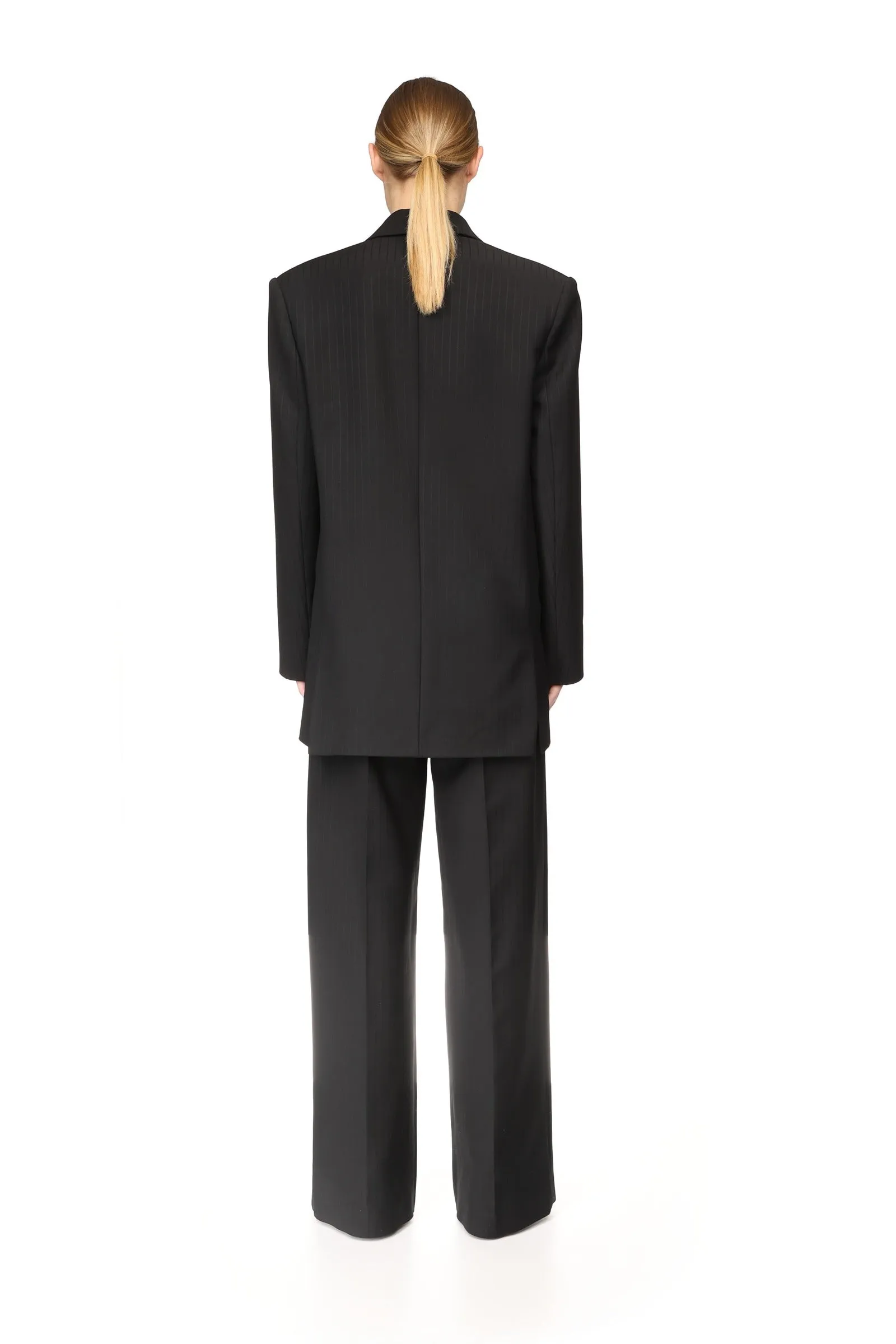 PINSTRIPE WOOL TAILORED TROUSERS WITH CRYSTAL BUCKLE BELT sold by David Koma product image thumbnail 5