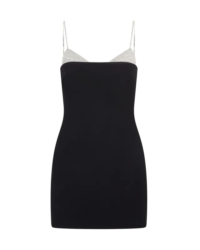 CRYSTAL EMBROIDERED NECKLINE AND STRAP MINI DRESS sold by David Koma