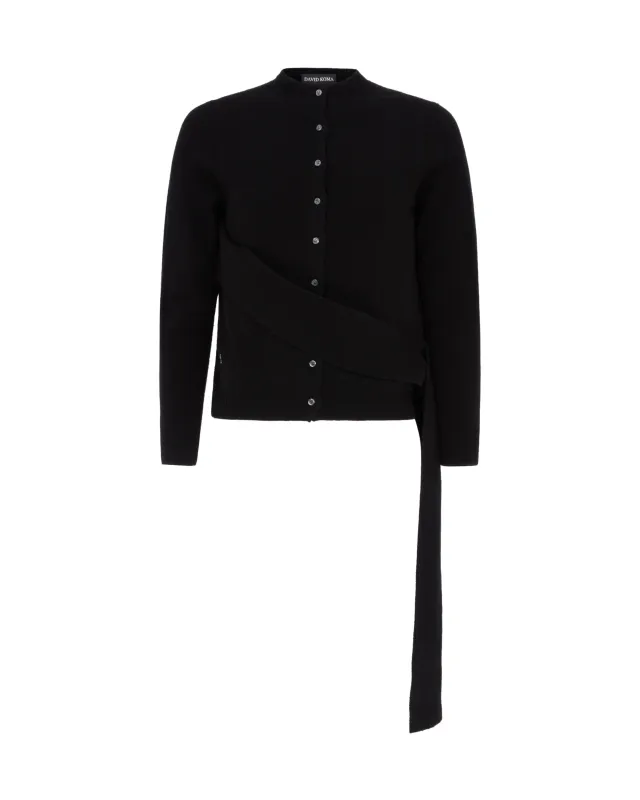 CASHMERE SASH CARDIGAN IN BLACK sold by David Koma