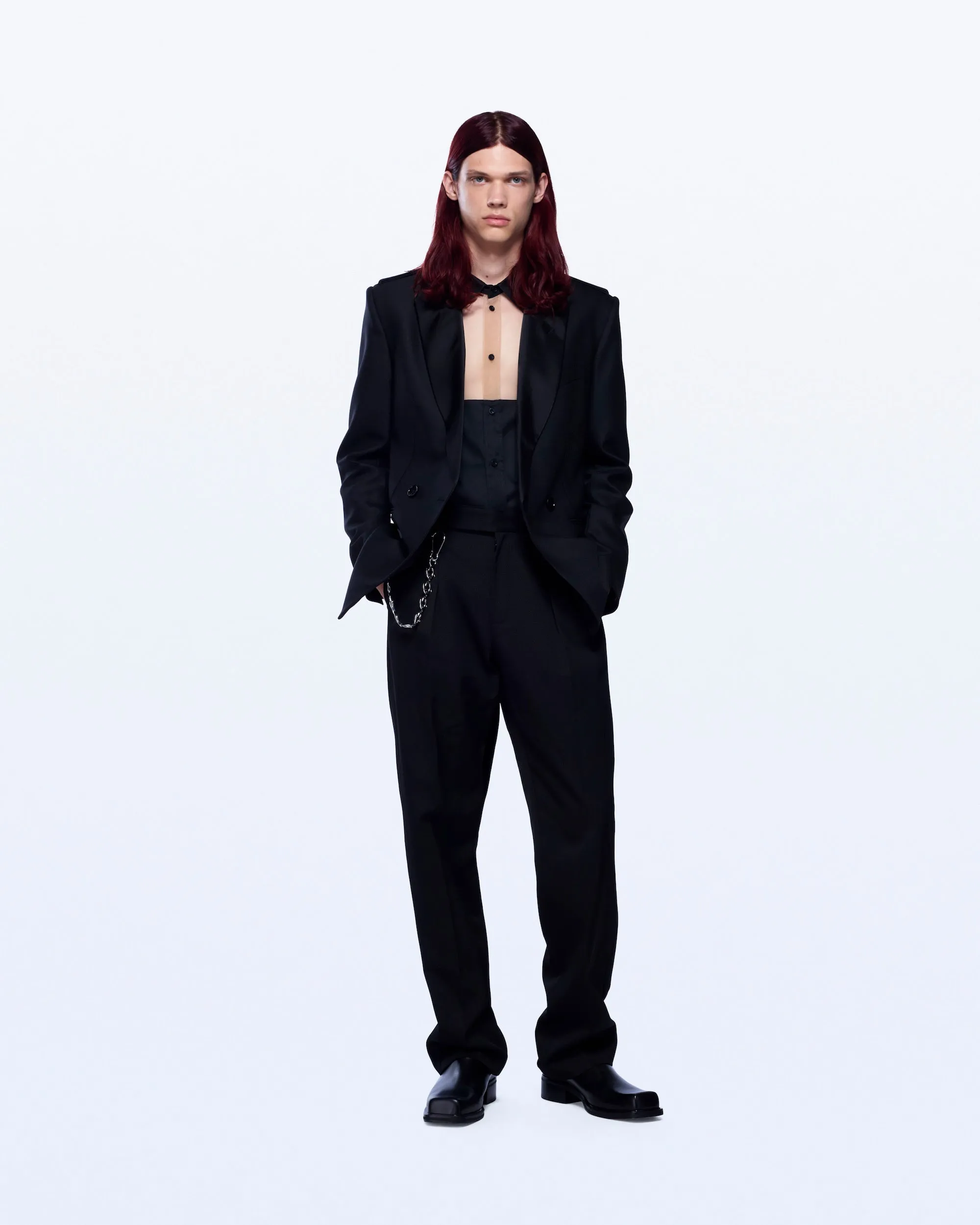 WIDE LEG TUXEDO WOOL TROUSERS sold by David Koma product image thumbnail 2