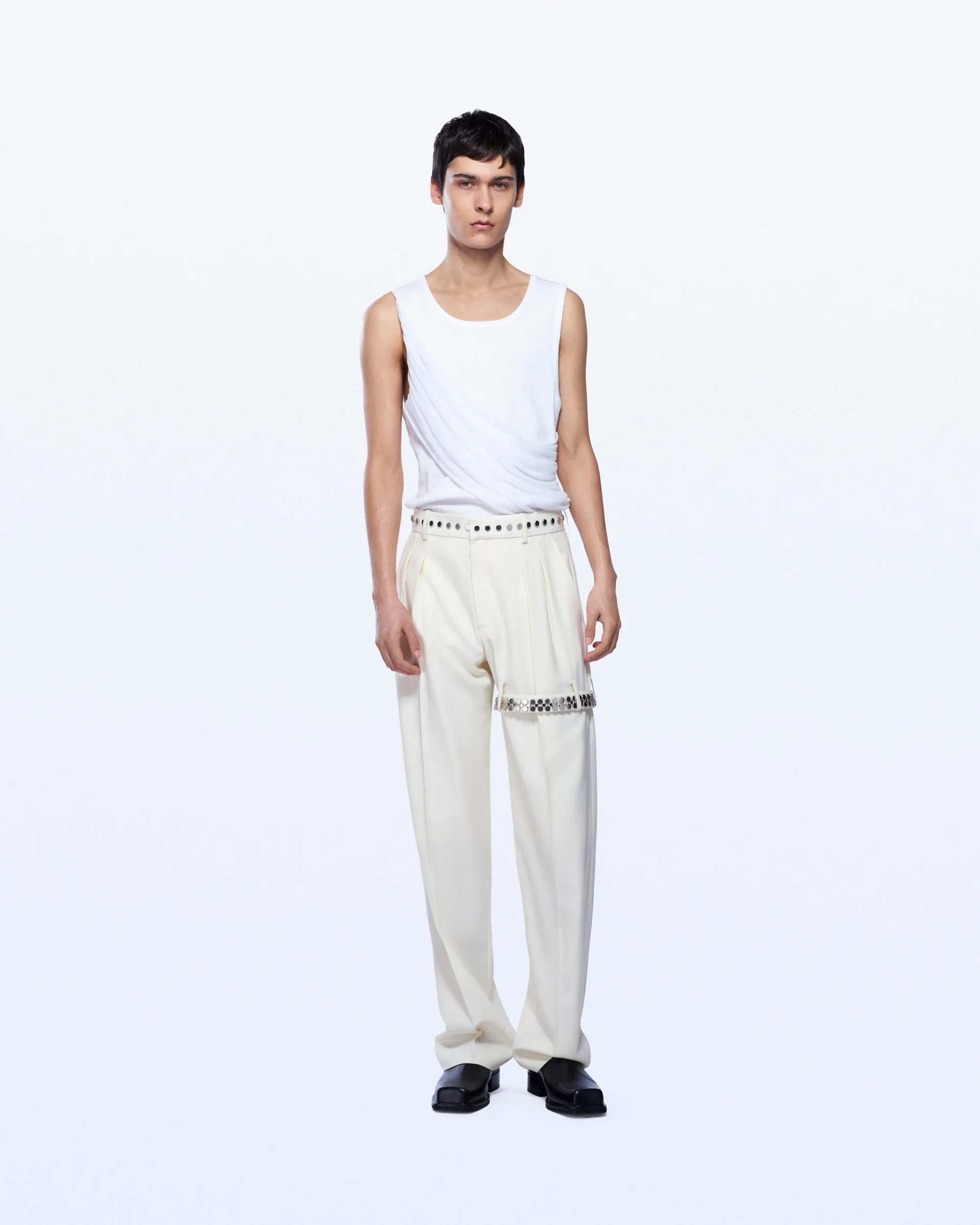 WIDE LEG BOUCLE TROUSERS WITH GARTER sold by David Koma product image thumbnail 2