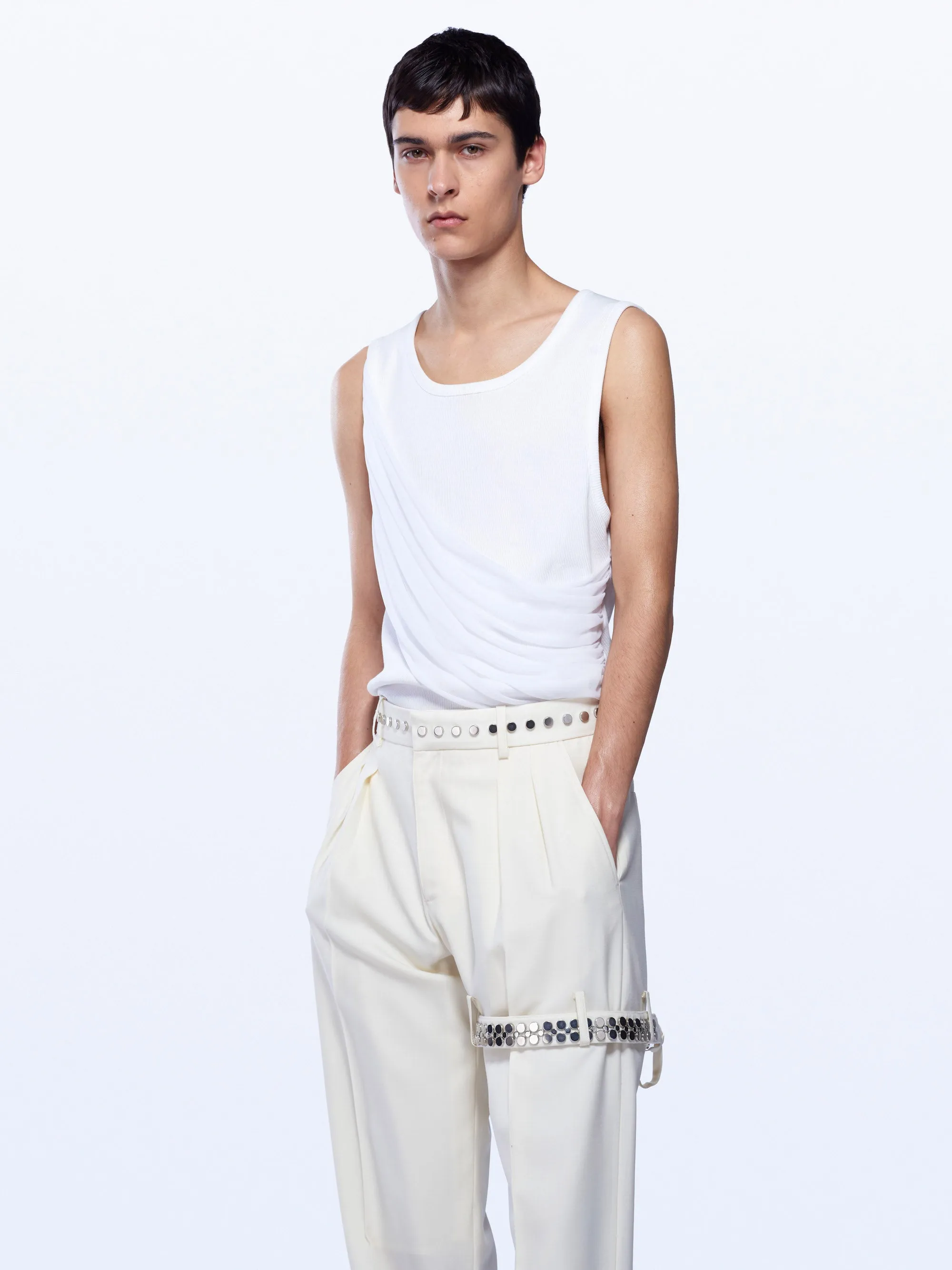 WIDE LEG BOUCLE TROUSERS WITH GARTER sold by David Koma product image thumbnail 4