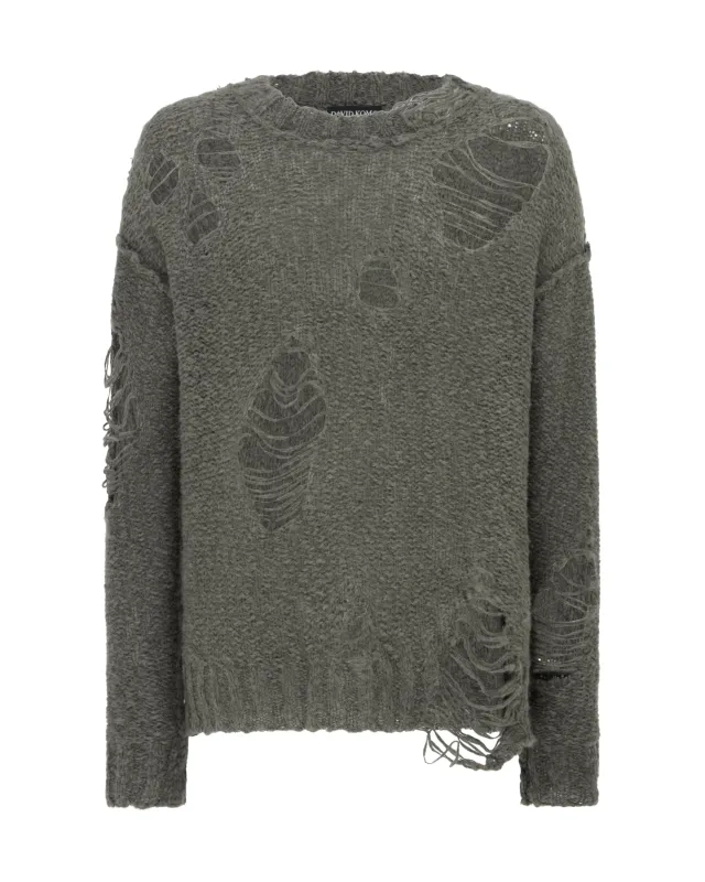 DISTRESSED KNIT CHUNKY JUMPER sold by David Koma
