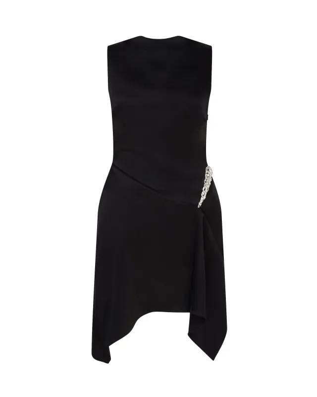 CRYSTAL CLAW DETAIL SLEEVELESS DRESS IN BLACK made by David Koma
