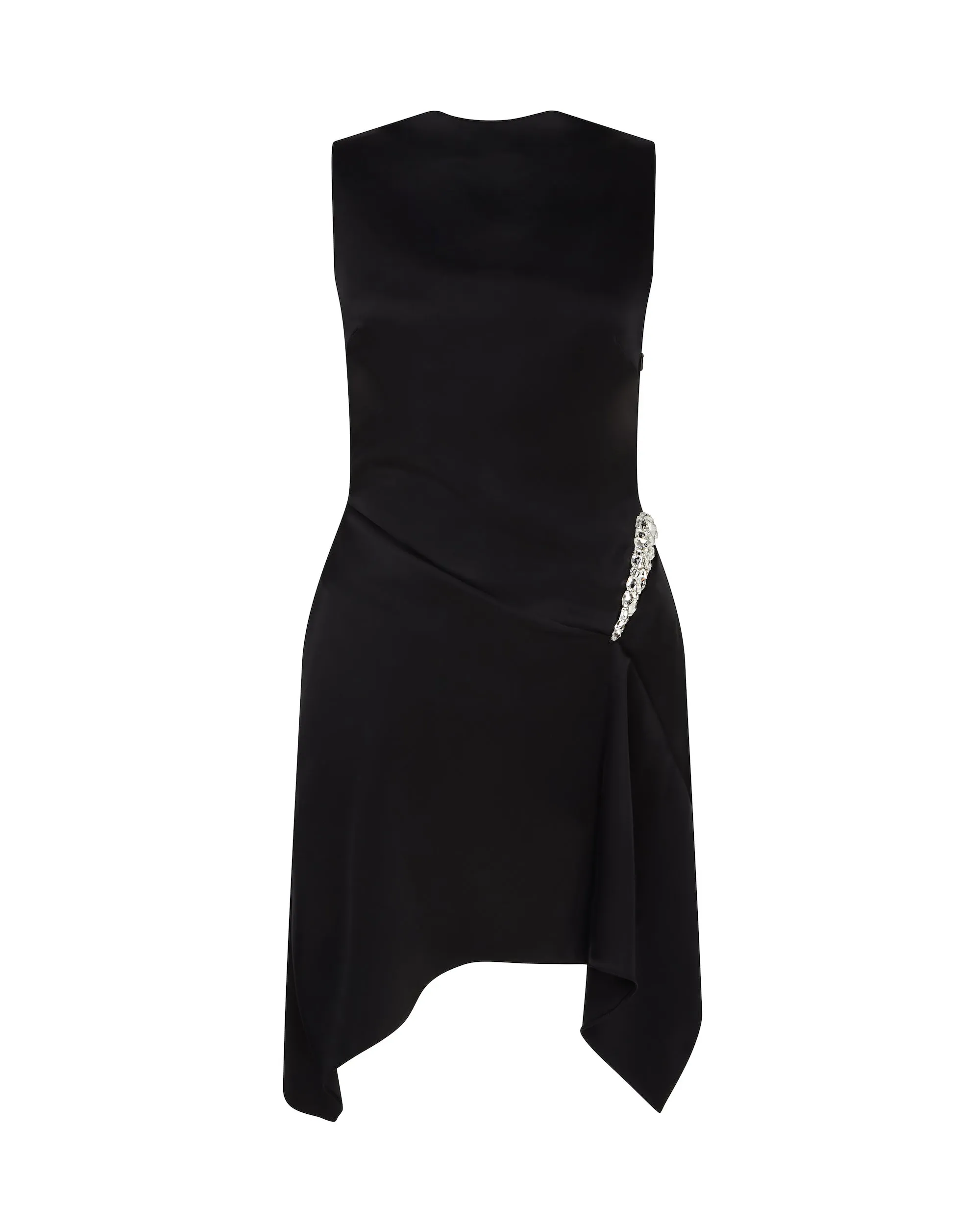 CRYSTAL CLAW DETAIL SLEEVELESS DRESS IN BLACK sold by David Koma
