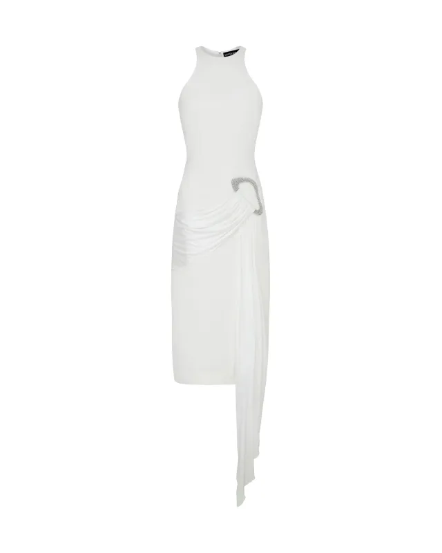 CRYSTAL BUCKLE AND DRAPE DETAIL MIDI DRESS made by David Koma