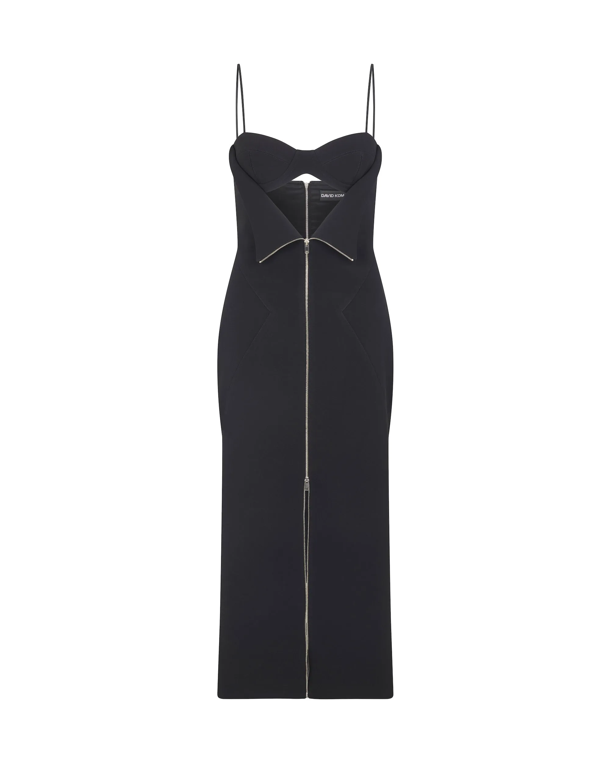 METAL ZIP AND BRA DETAIL MIDI DRESS sold by David Koma