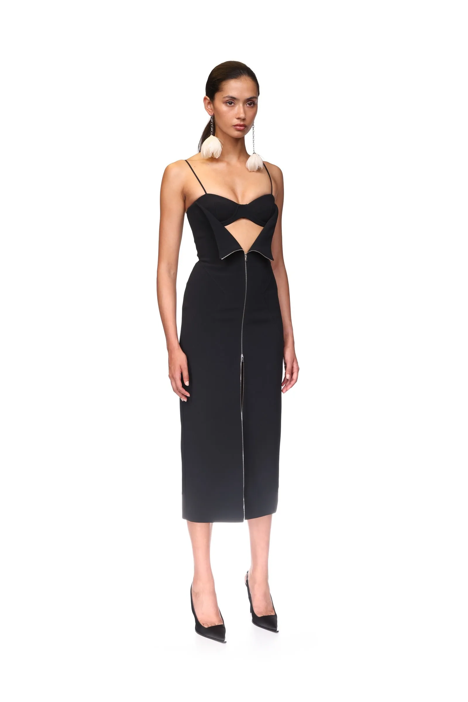 METAL ZIP AND BRA DETAIL MIDI DRESS sold by David Koma product image thumbnail 4