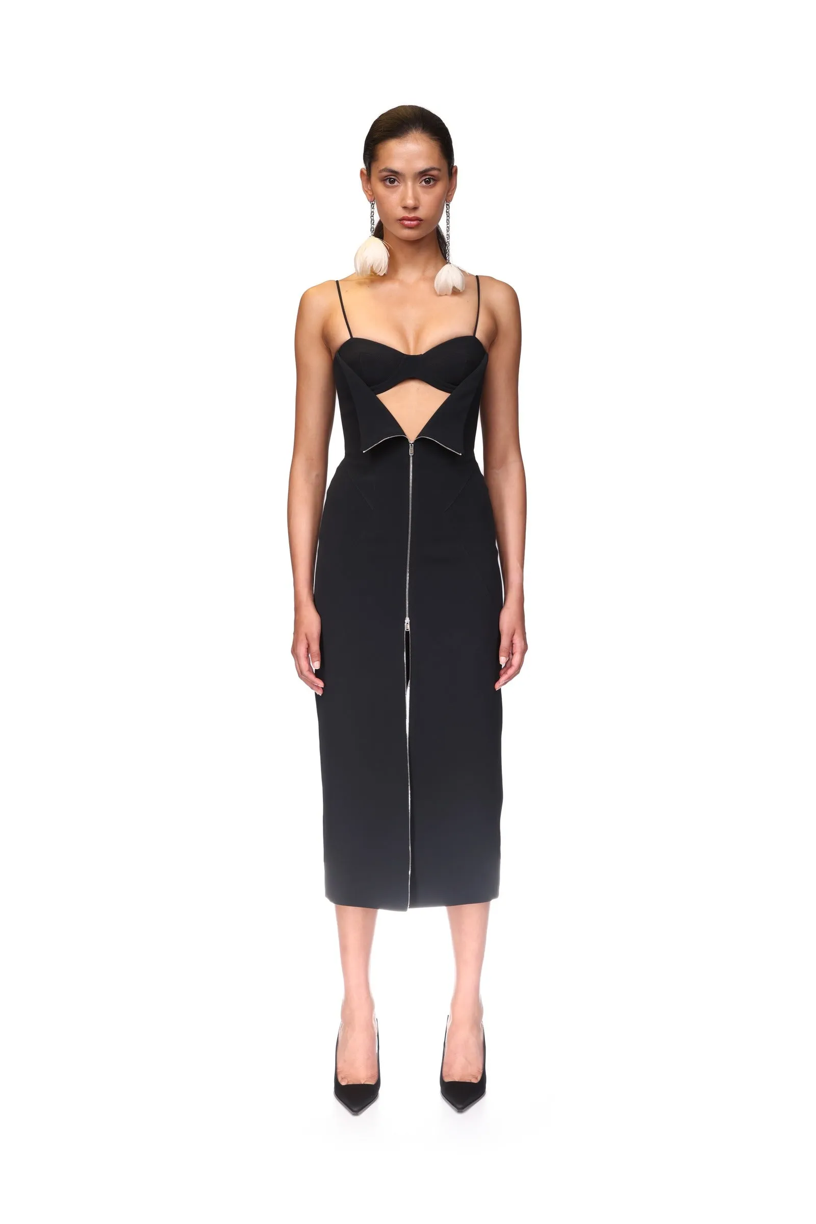 METAL ZIP AND BRA DETAIL MIDI DRESS sold by David Koma product image thumbnail 2