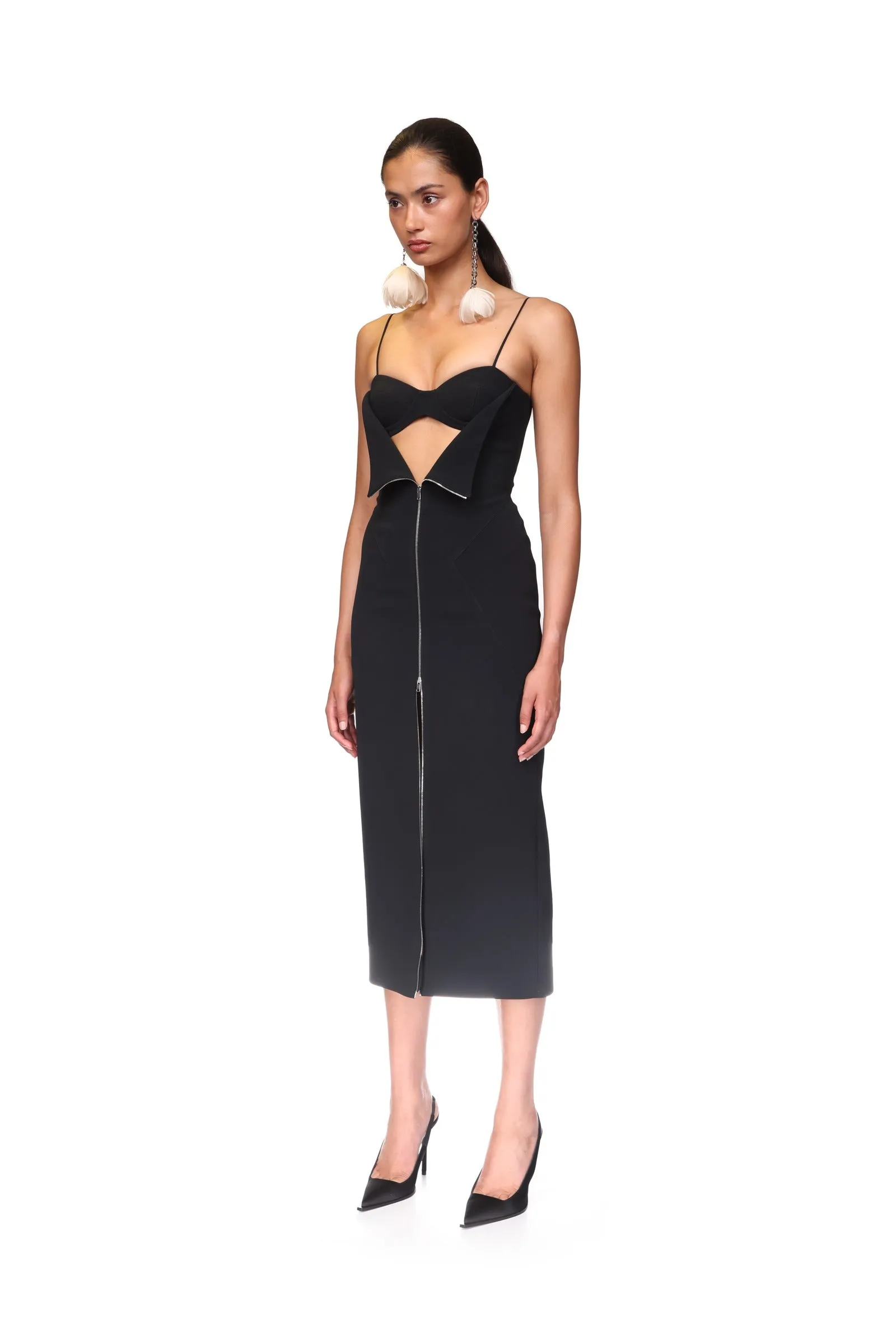 METAL ZIP AND BRA DETAIL MIDI DRESS sold by David Koma product image thumbnail 3