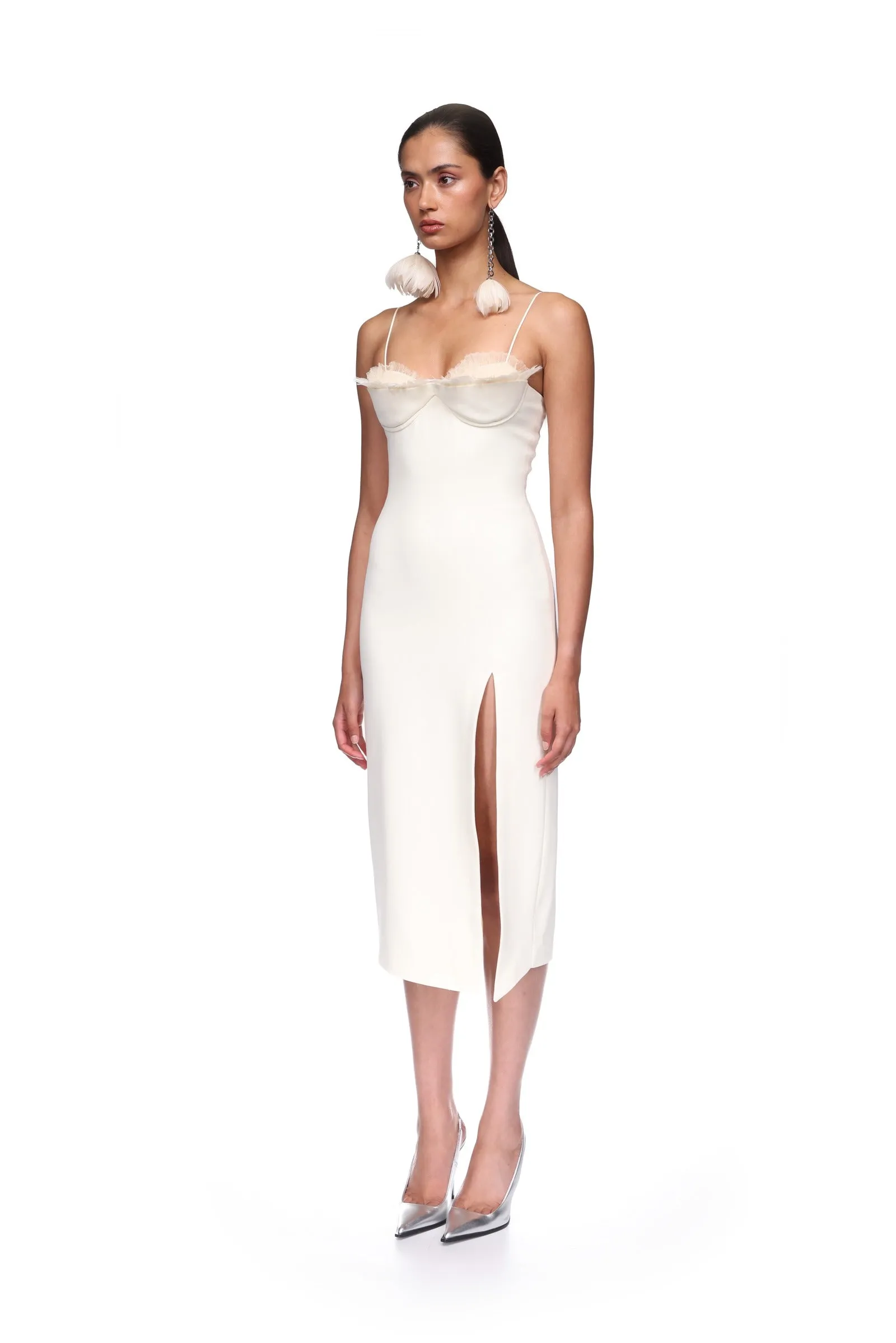 RUFFLE&FEATHER BALCONETTE BRA OPEN LEG MIDI DRESS sold by David Koma product image thumbnail 3