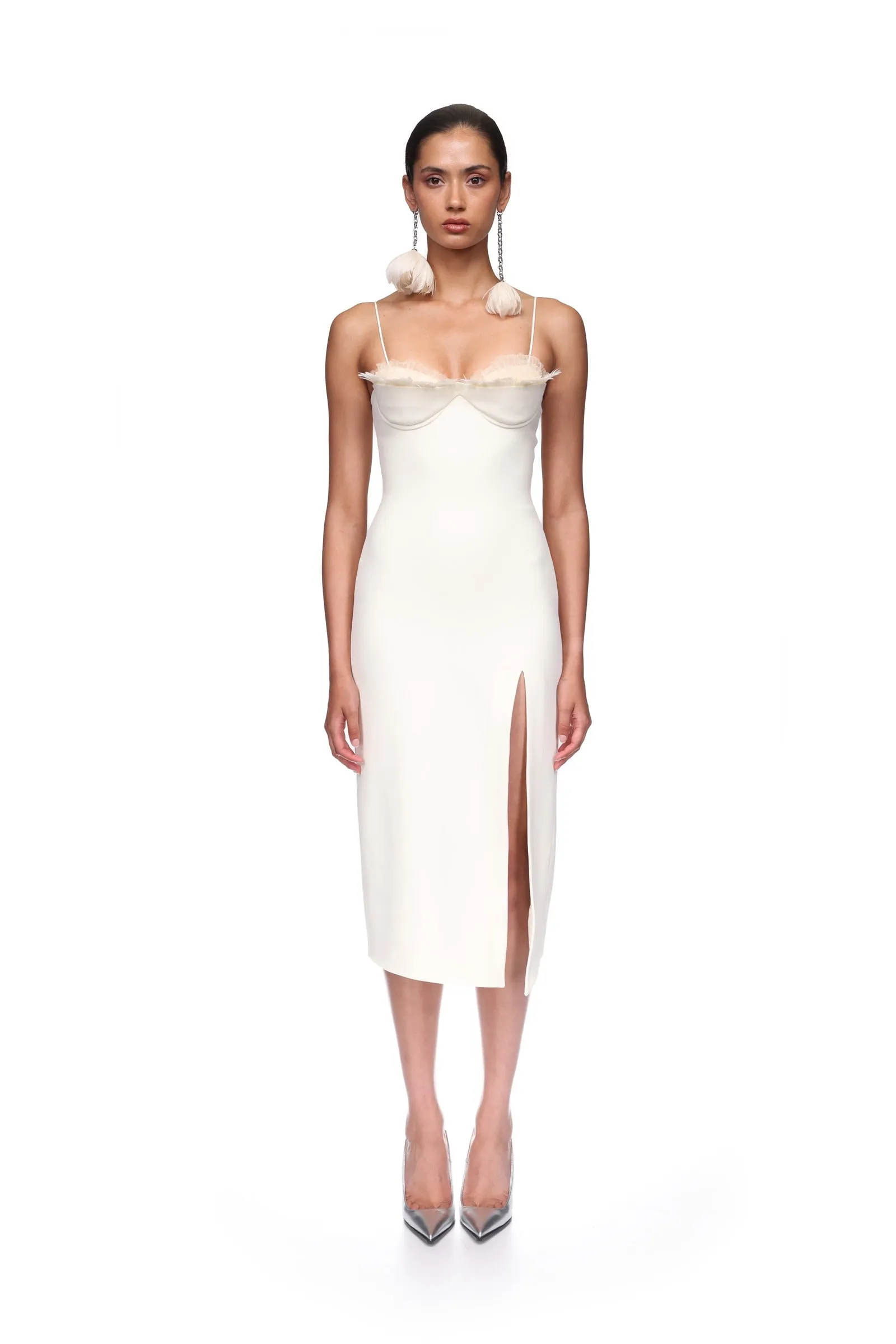 RUFFLE&FEATHER BALCONETTE BRA OPEN LEG MIDI DRESS sold by David Koma product image thumbnail 2