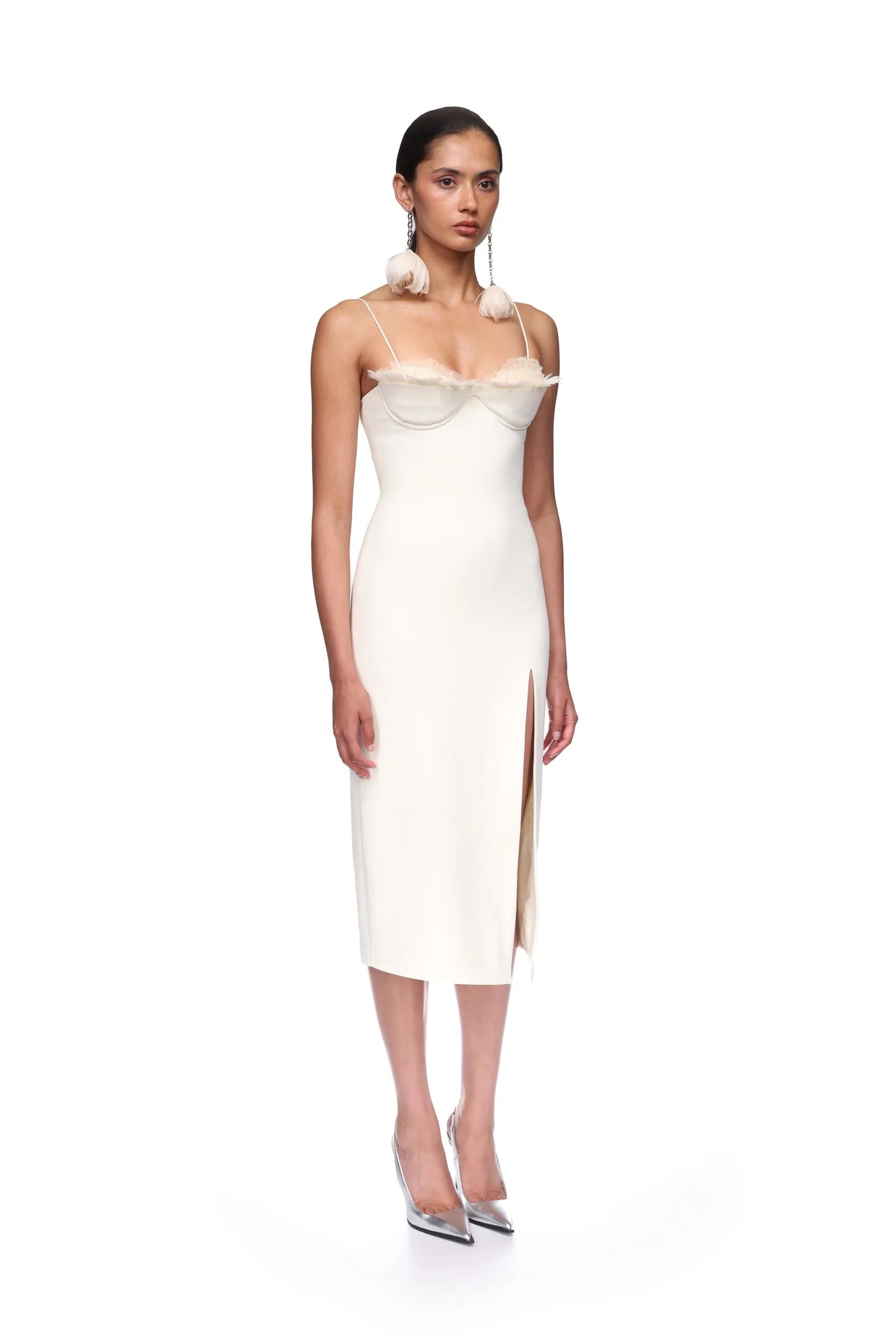 RUFFLE&FEATHER BALCONETTE BRA OPEN LEG MIDI DRESS sold by David Koma product image thumbnail 4
