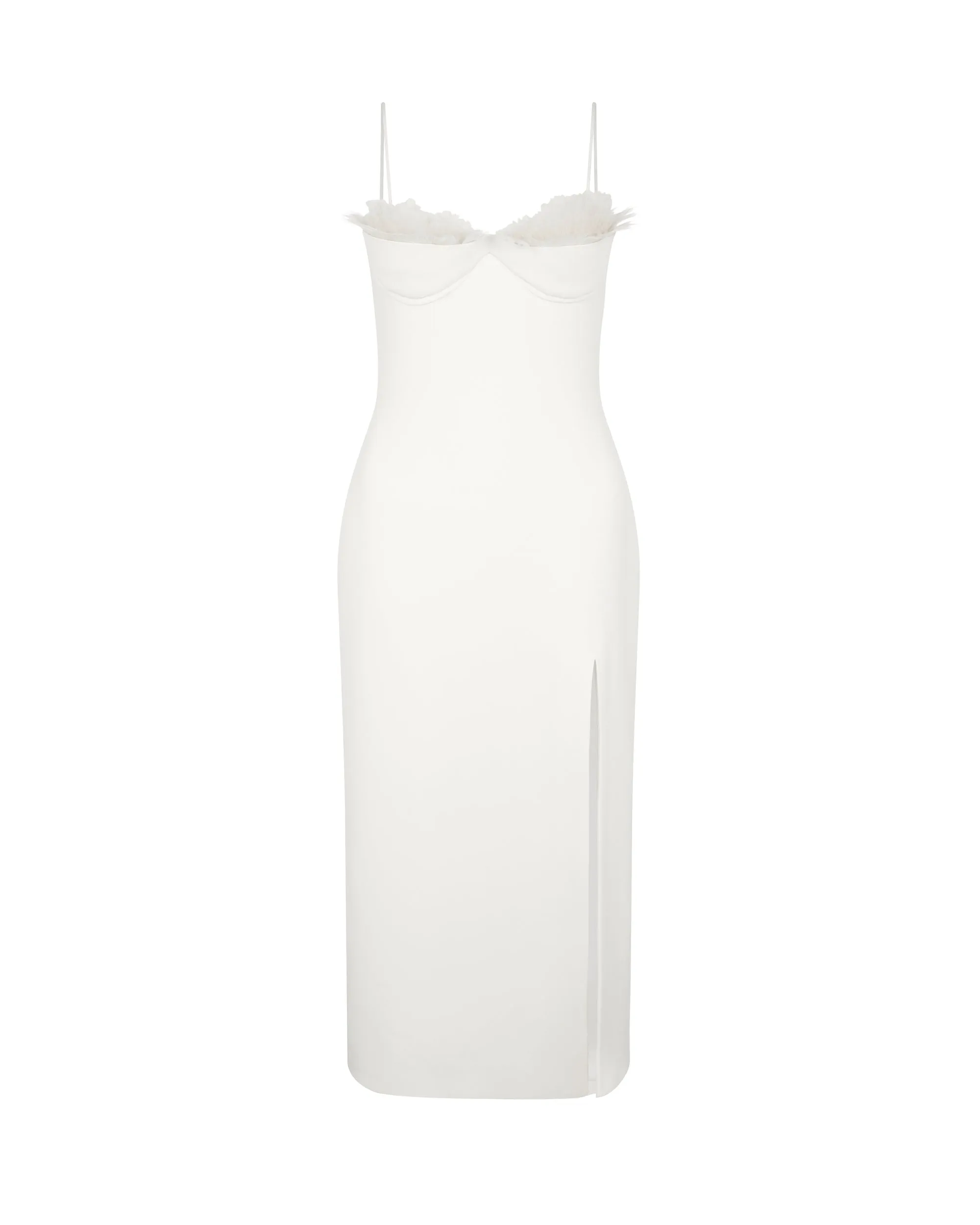RUFFLE&FEATHER BALCONETTE BRA OPEN LEG MIDI DRESS sold by David Koma