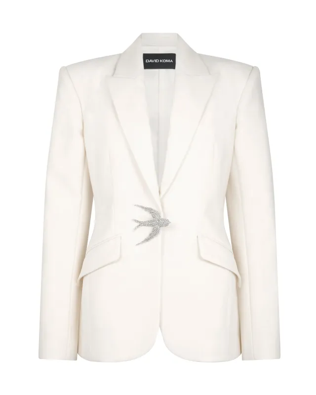 TAILORED JACKET WITH SWALLOW BIRD EMBR made by David Koma