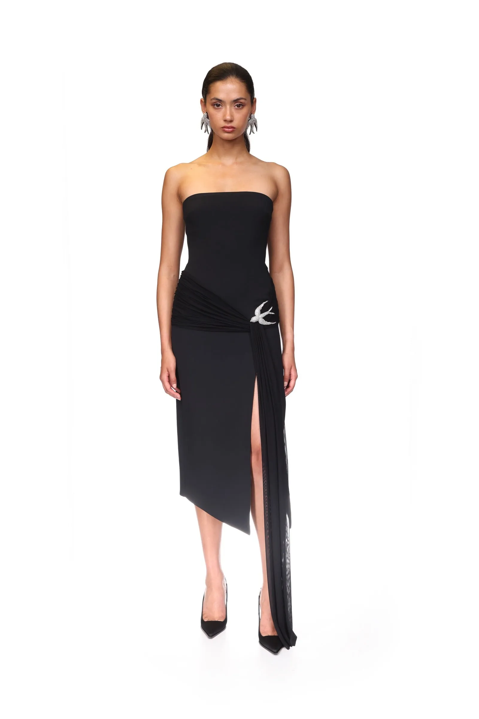 SLEEVELESS MIDI DRESS WITH CRYSTAL HUMMINGBIRD sold by David Koma product image thumbnail 2