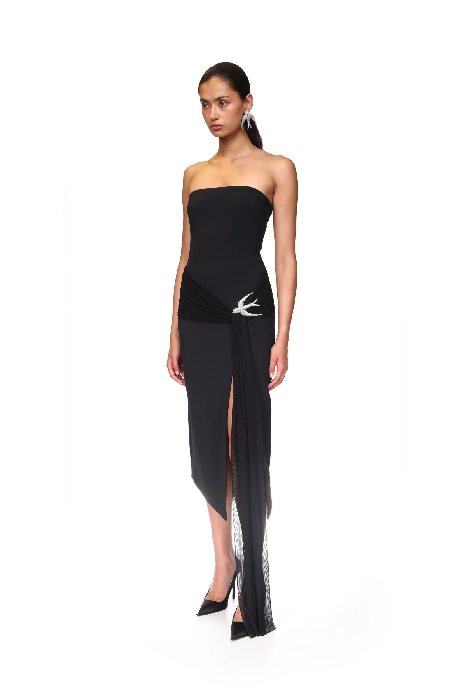 SLEEVELESS MIDI DRESS WITH CRYSTAL HUMMINGBIRD sold by David Koma product image thumbnail 3