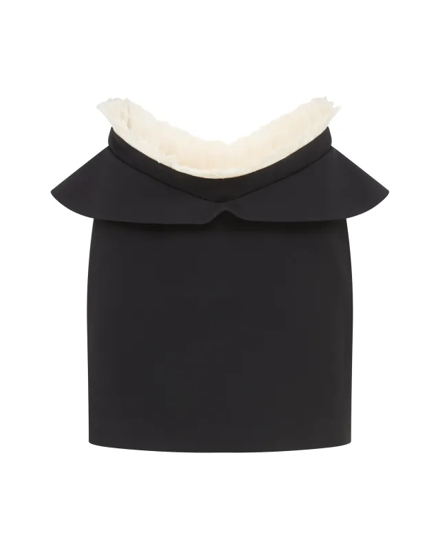 TULLE RUFFLE AND FEATHER MINI SKIRT sold by David Koma