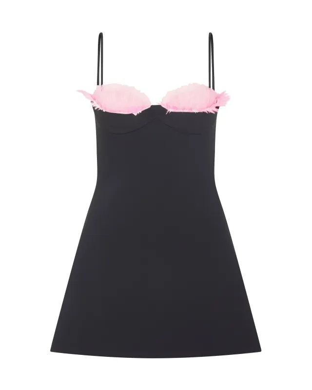 TULLE RUFFLE AND FEATHER BRA MINI DRESS sold by David Koma