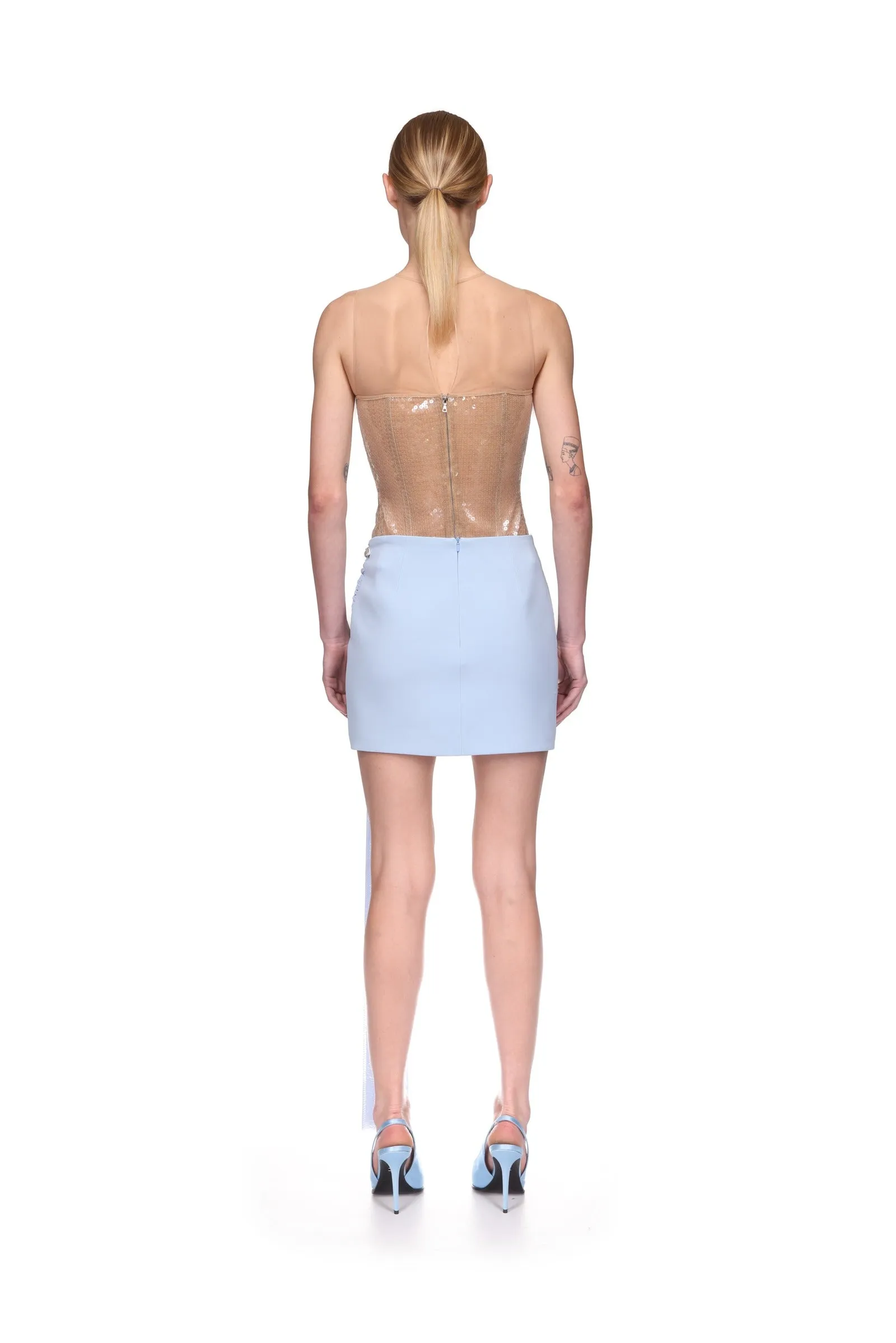 CRYSTAL HUMMINGBIRD AND DRAPE DETAIL MINI SKIRT sold by David Koma product image thumbnail 5