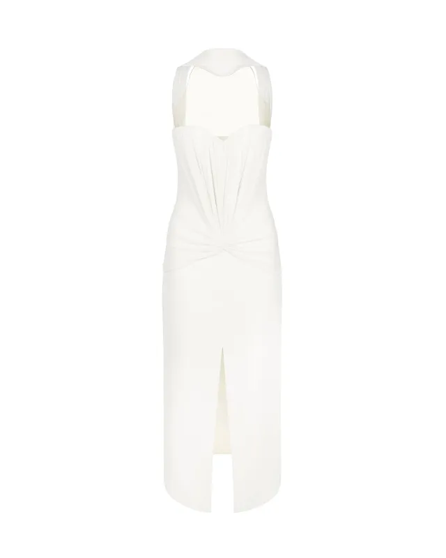 RUCHED TOP AND SCARF DETAIL MIDI DRESS made by David Koma