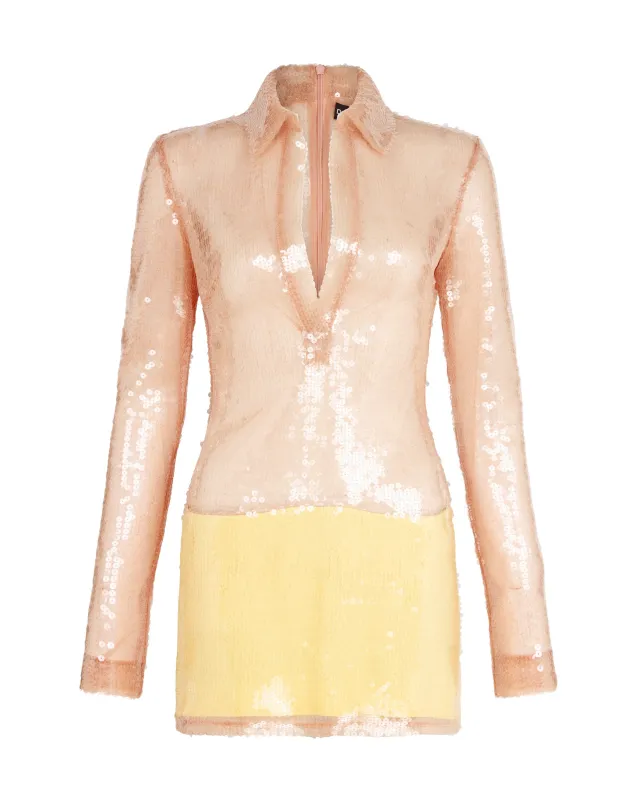 SEQUIN POLO MINI DRESS IN BEIGE sold by David Koma