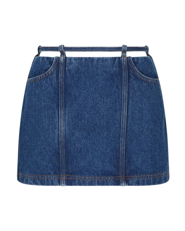 TIE DETAIL MINI DENIM SKIRT sold by David Koma