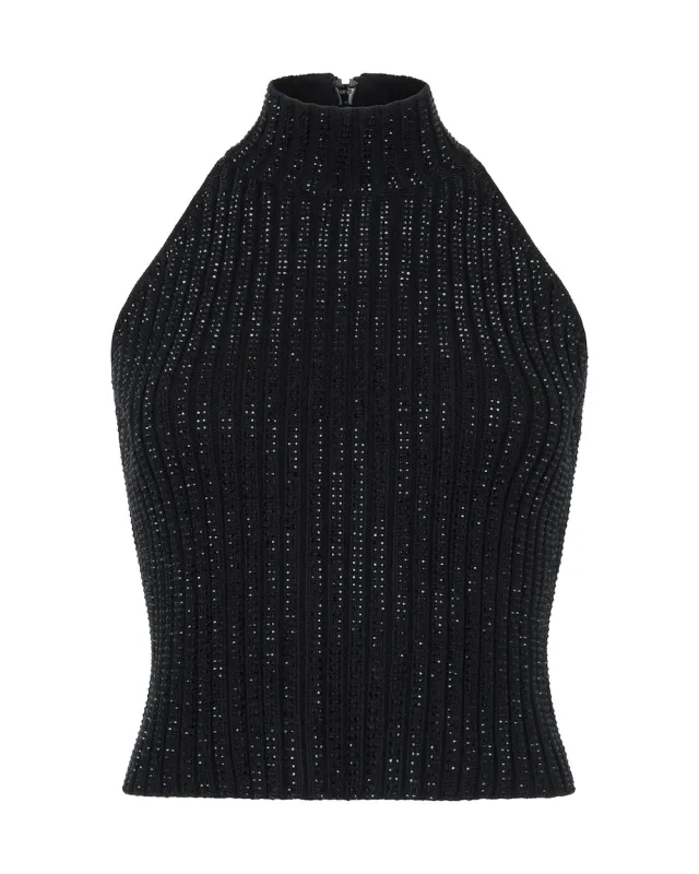 RHINESTONE EMBROIDERED KNITTED TOP sold by David Koma