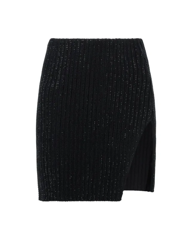RHINESTONE EMBROIDERED KNITTED SKIRT sold by David Koma