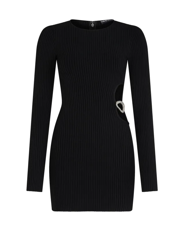 CRYSTAL BUCKLE AND CUTOUT KNIT MINI DRESS made by David Koma