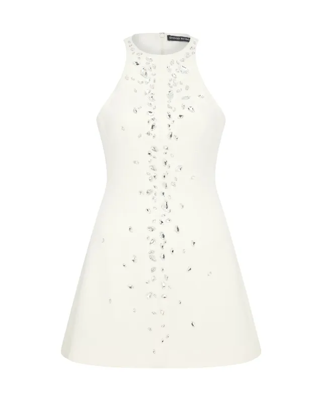 SPECKLED CRYSTAL EMBROIDERY MINI DRESS sold by David Koma