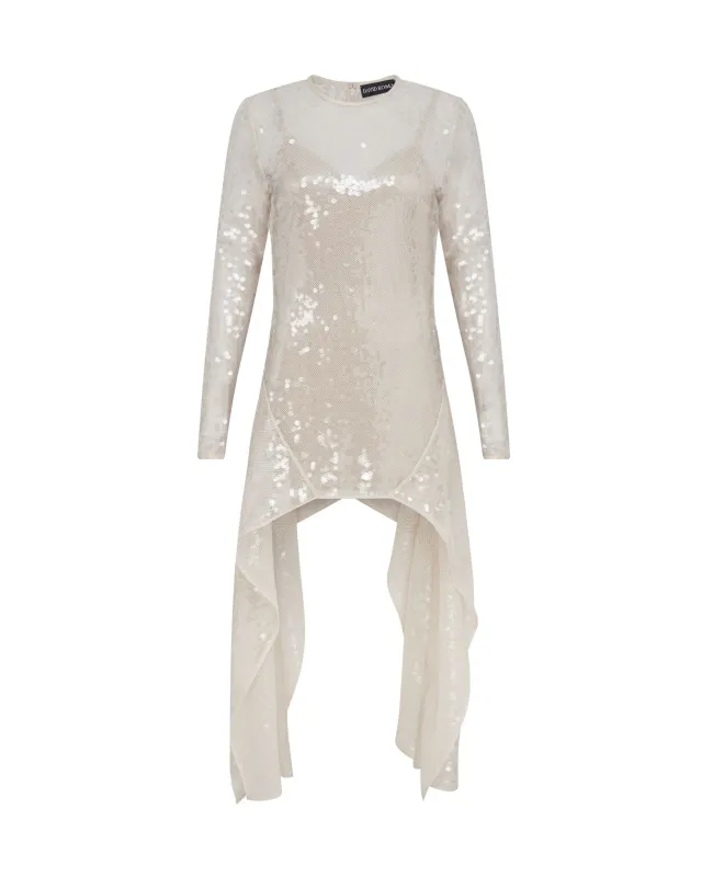 LONG SLEEVE ASYMMETRIC HEM SEQUIN DRESS sold by David Koma