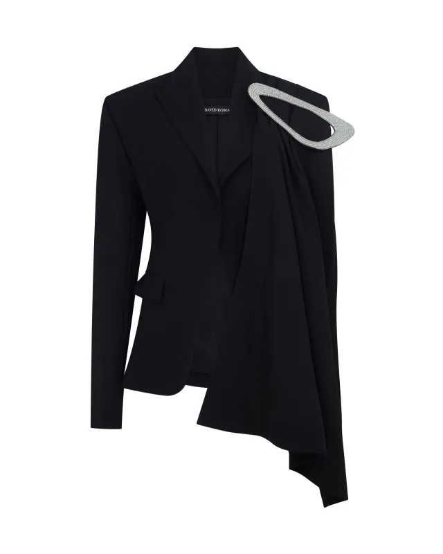 CRYSTAL EMBROIDERED DRAPE OVERLAY JACKET made by David Koma
