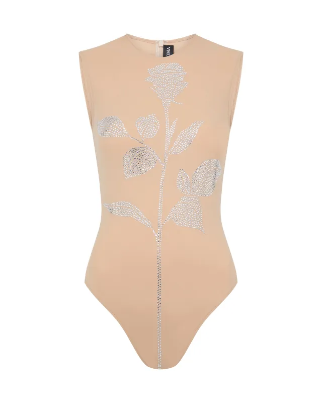 CRYSTAL ROSE BODYSUIT IN NUDE sold by David Koma