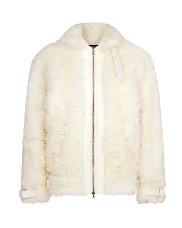 OVERSIZED SHEARLING JACKET IN WHITE sold by David Koma