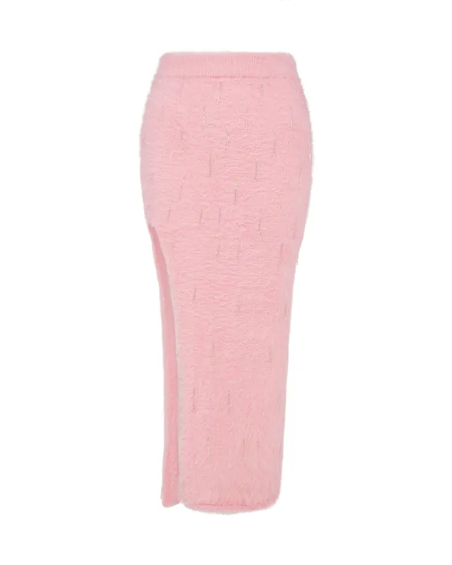 CRYSTAL EMBELLISHED KNIT MIDI SKIRT IN PINK sold by David Koma