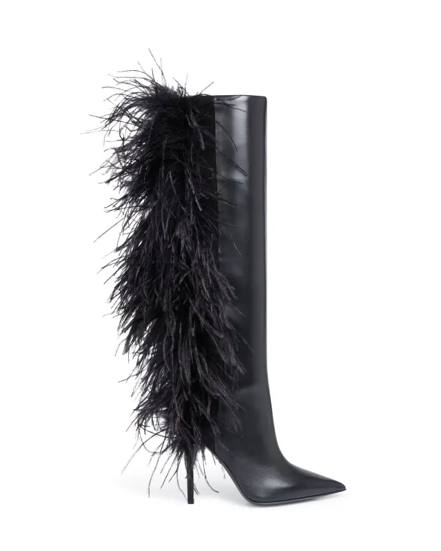 KNEE HIGH BOOT WITH FEATHERS made by David Koma