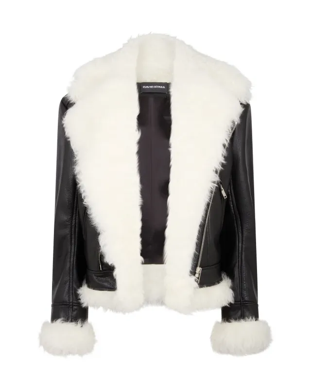 SHEARLING COLLAR BIKER JACKET sold by David Koma