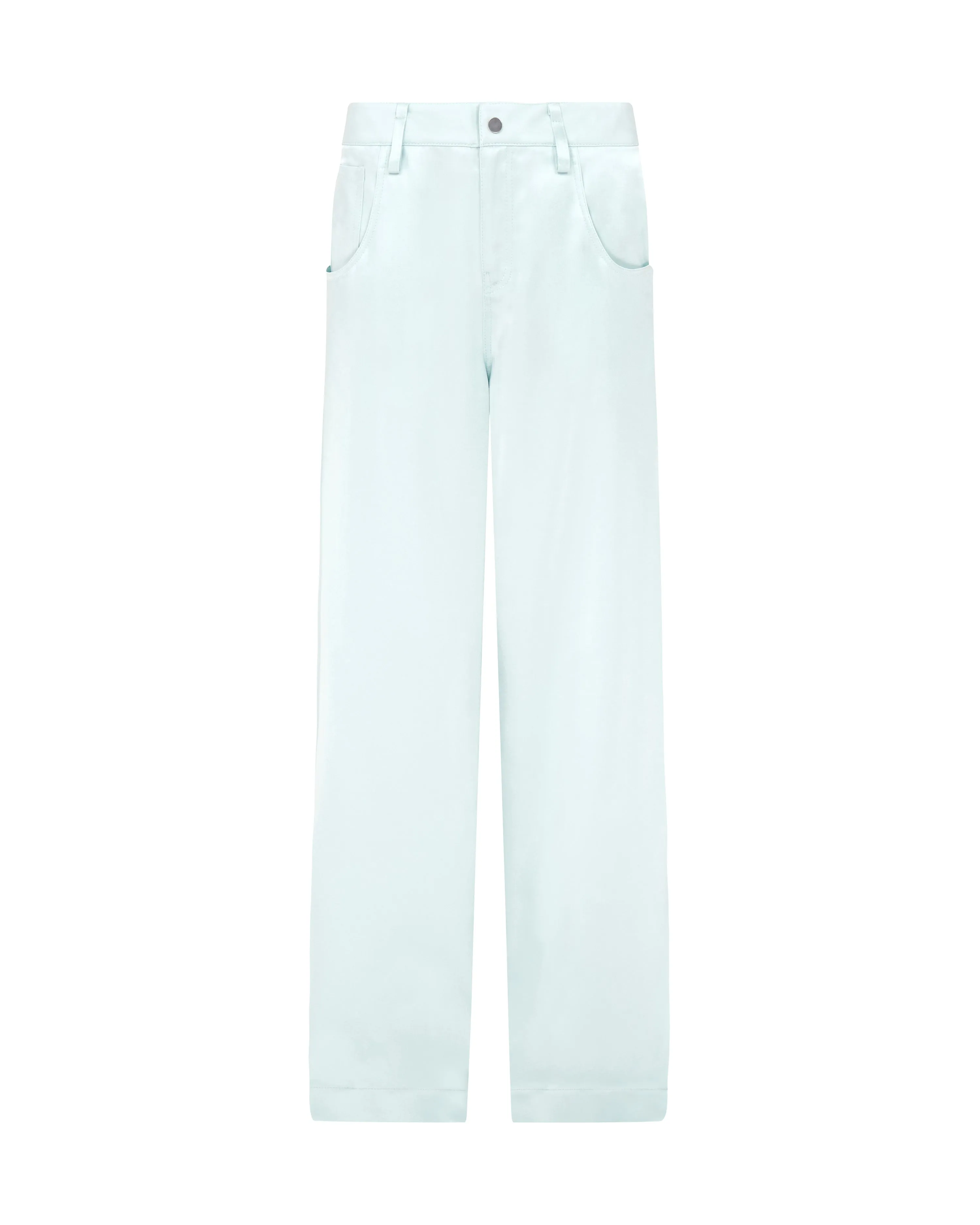 WIDE LEG SATIN TROUSERS IN MINT sold by David Koma